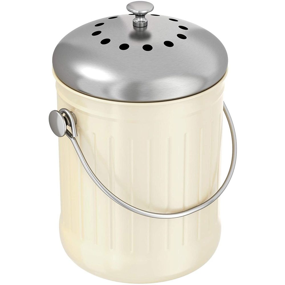iTouchless EcoWise 1.32 Gallon Compost Bin Container 1.3 - 1.6 Gallon Cream